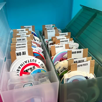 A selection of stickers in stock