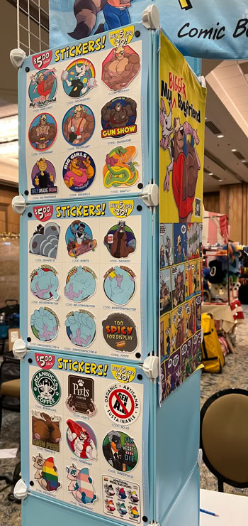 Display of available stickers, Texas Furry Fiesta '26